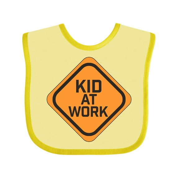 Inktastic Kid at Work Construction Sign Boys or Girls Baby Bib