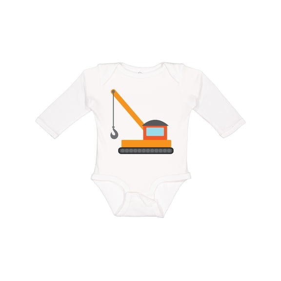 Inktastic Kids Construction Crane Boys or Girls Long Sleeve Baby Bodysuit