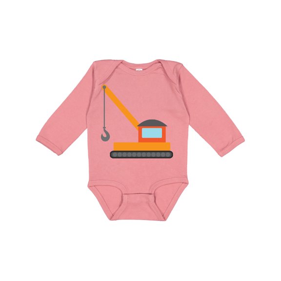 Inktastic Kids Construction Crane Boys or Girls Long Sleeve Baby Bodysuit