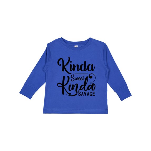 Inktastic Kinda Sweet, Kinda Savage Boys or Girls Long Sleeve Toddler T-Shirt