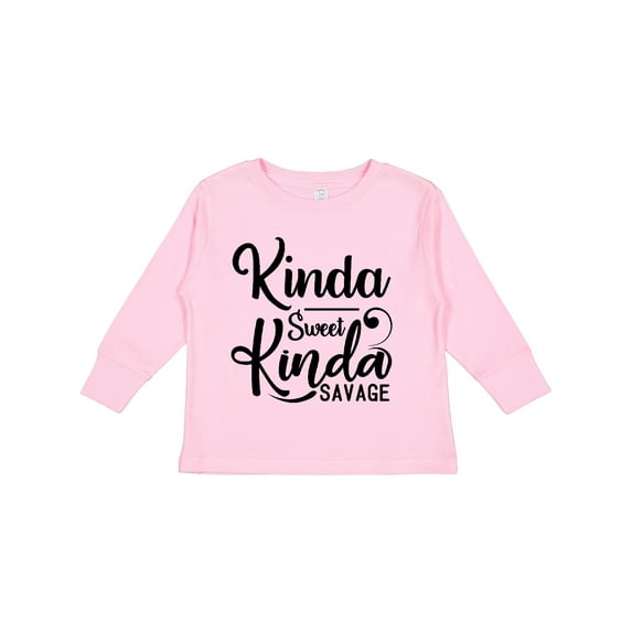 Inktastic Kinda Sweet, Kinda Savage Boys or Girls Long Sleeve Toddler T-Shirt