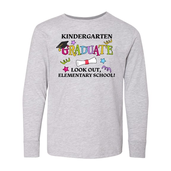 Inktastic Kindergarten Graduate Look Out, Elementary School Long Sleeve Youth T-Shirt