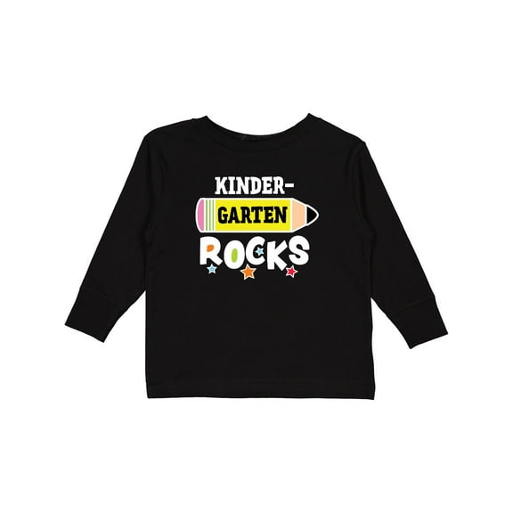 Inktastic Kindergarten Rocks with Pencil and Stars Boys or Girls Long Sleeve Toddler T-Shirt