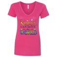 thumbnail image 1 of Inktastic Kindness Can Move the World with Flowers Women's V-Neck T-Shirt, 1 of 5