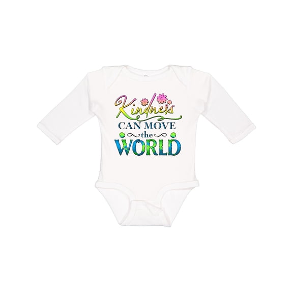 Inktastic Kindness Can Move the World- with flowers Boys or Girls Long Sleeve Baby Bodysuit
