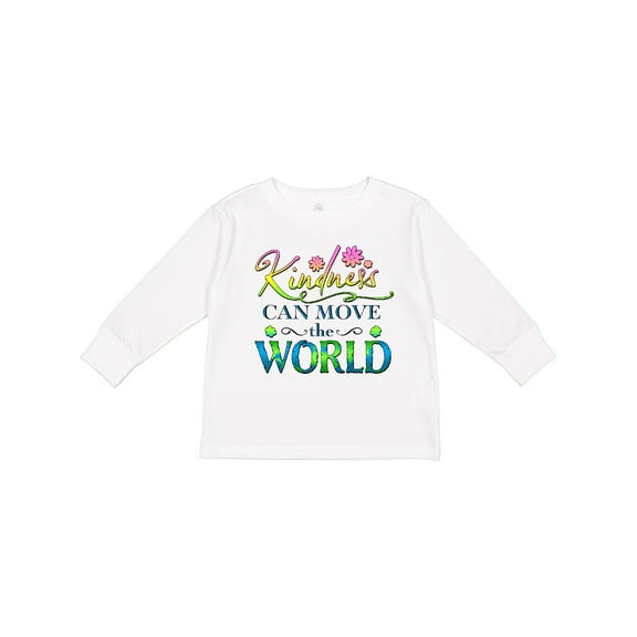 Inktastic Kindness Can Move the World- with flowers Boys or Girls Long Sleeve Toddler T-Shirt