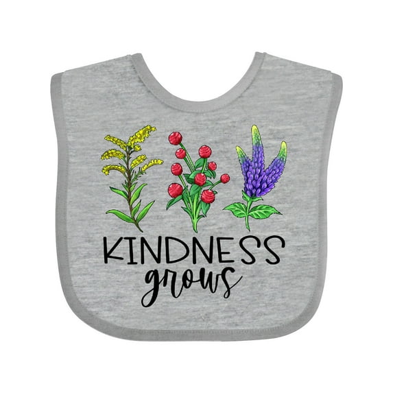 Inktastic Kindness Grows Wildflowers Boys or Girls Baby Bib