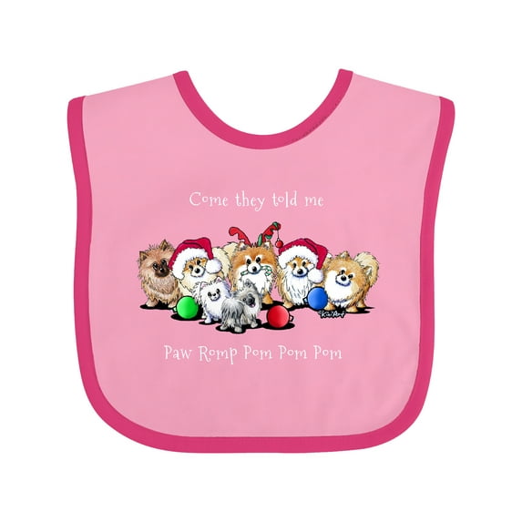 Inktastic KiniArt Christmas Pomeranians Boys or Girls Baby Bib