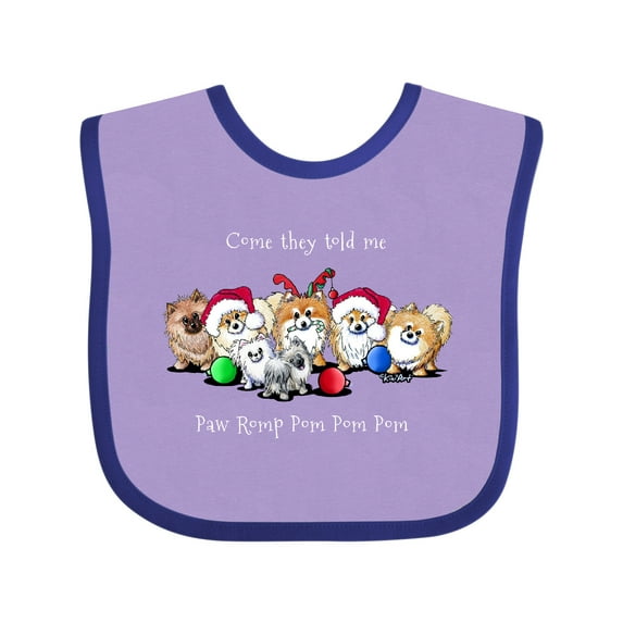 Inktastic KiniArt Christmas Pomeranians Boys or Girls Baby Bib