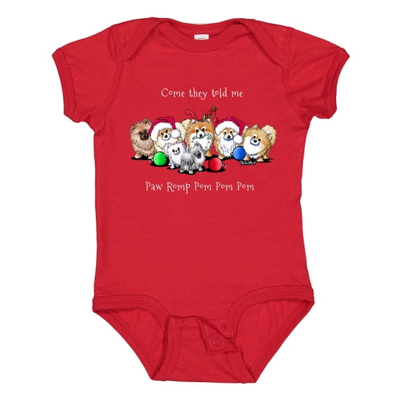 Inktastic KiniArt Christmas Pomeranians Boys or Girls Baby Bodysuit