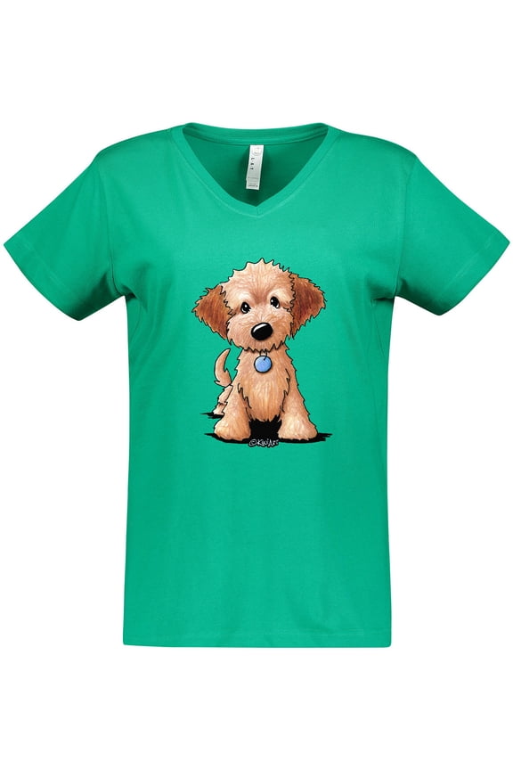 KiniArt Mini Goldendoodle Women's V-Neck T-Shirt