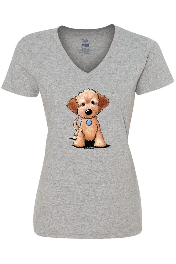 KiniArt Mini Goldendoodle Women's V-Neck T-Shirt