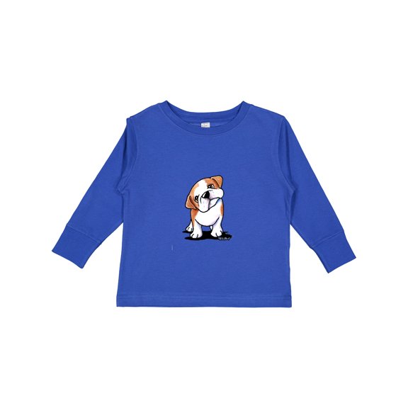 Inktastic Kiniart Bulldog Puppy Boys or Girls Long Sleeve Toddler T-Shirt