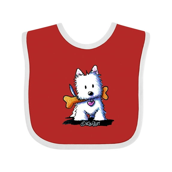 Inktastic Kiniart Westie with Bone Boys or Girls Baby Bib
