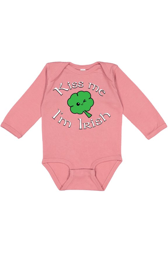 Kiss Me I'm Irish Boys or Girls Long Sleeve Baby Bodysuit