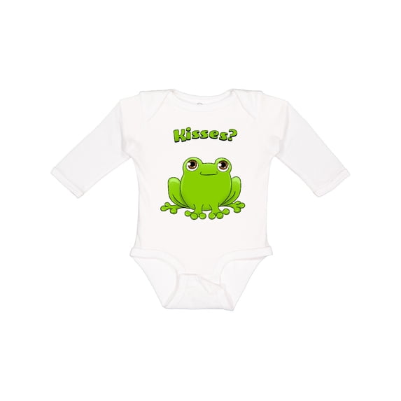 Inktastic Kisses? Cute Frog Boys or Girls Long Sleeve Baby Bodysuit