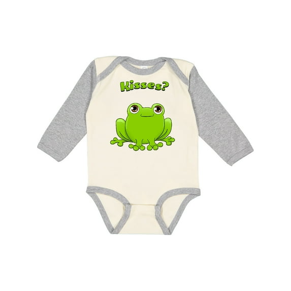 Inktastic Kisses? Cute Frog Boys or Girls Long Sleeve Baby Bodysuit