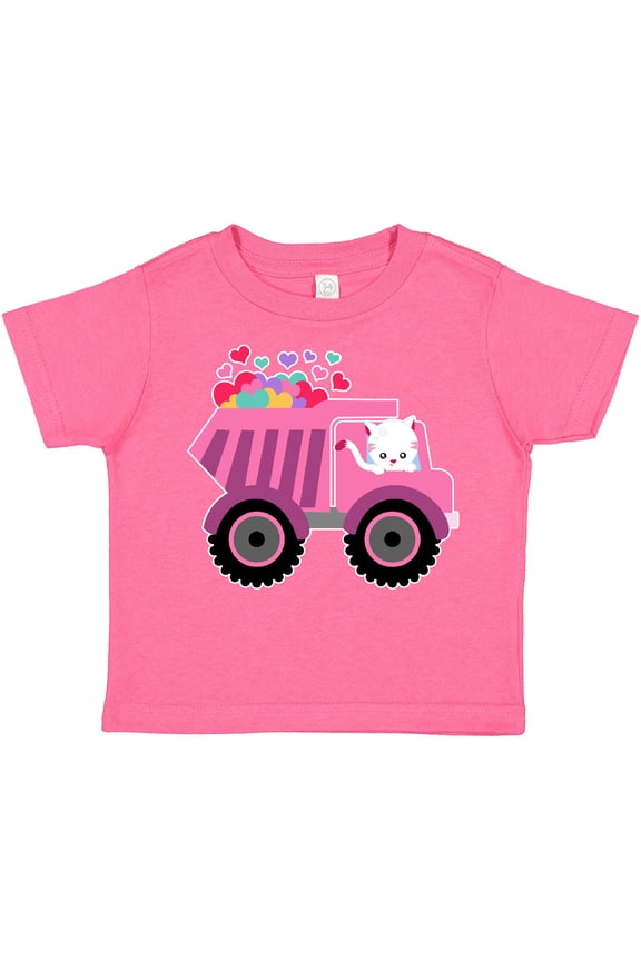 Kitten Sending Some Love This Valentine's Day in Dump Truck Boys or Girls Toddler T-Shirt