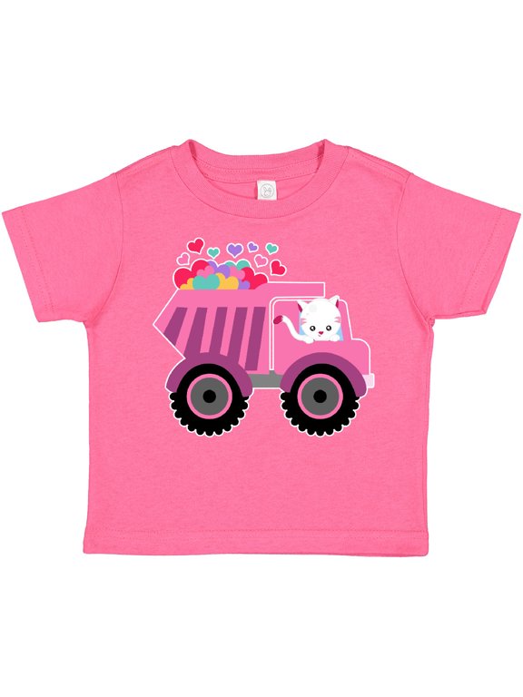 Kitten Sending Some Love This Valentine's Day in Dump Truck Boys or Girls Toddler T-Shirt