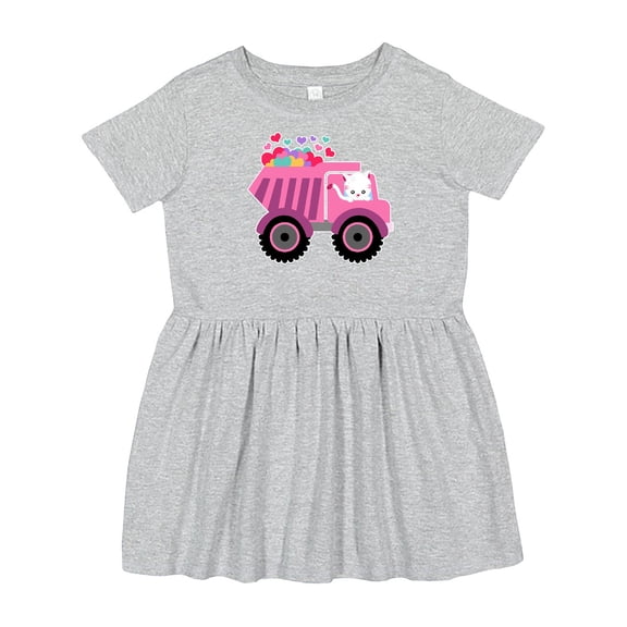 Inktastic Kitten Sending Some Love This Valentine's Day in Dump Truck Girls Toddler Dress