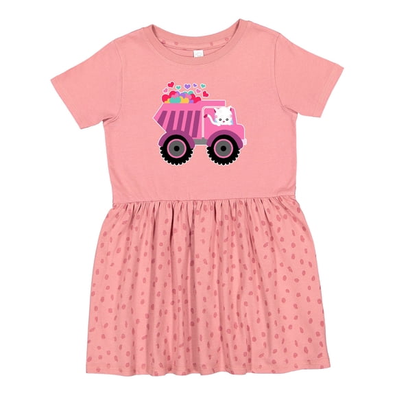 Inktastic Kitten Sending Some Love This Valentine's Day in Dump Truck Girls Toddler Dress
