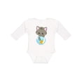 thumbnail image 1 of Inktastic Kitty And The Fish Bowl, Cute Little Cat, Fish Girls Long Sleeve Baby Bodysuit, 1 of 5