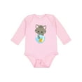 thumbnail image 1 of Inktastic Kitty And The Fish Bowl, Cute Little Cat, Fish Girls Long Sleeve Baby Bodysuit, 1 of 5