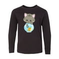 thumbnail image 1 of Inktastic Kitty And The Fish Bowl, Cute Little Cat, Fish Long Sleeve Youth T-Shirt, 1 of 5