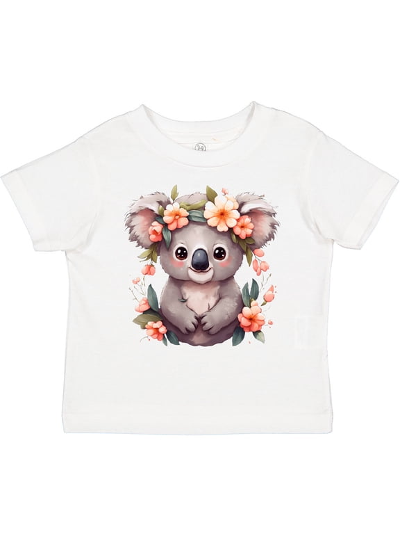 Koala Bear Adorned in Flowers Girls Toddler T-Shirt