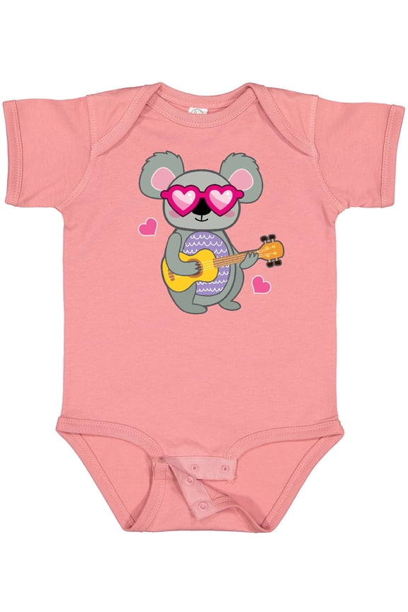 Koala Cute Girls Guitar Girls Baby Bodysuit