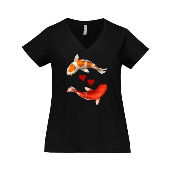 Inktastic Koi Carp Fish Japanese Women's Plus Size V-Neck T-Shirt