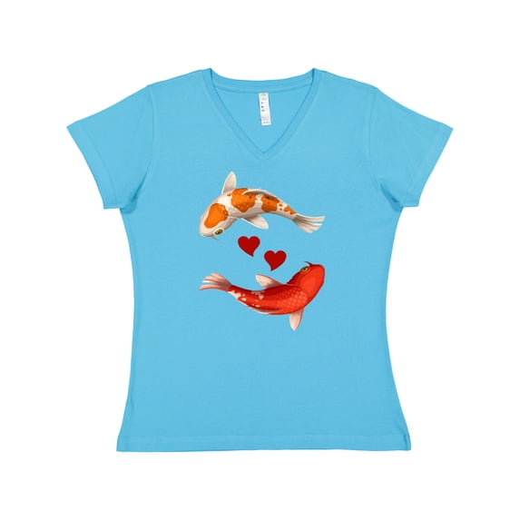 Inktastic Koi Carp Fish Japanese Women's V-Neck T-Shirt