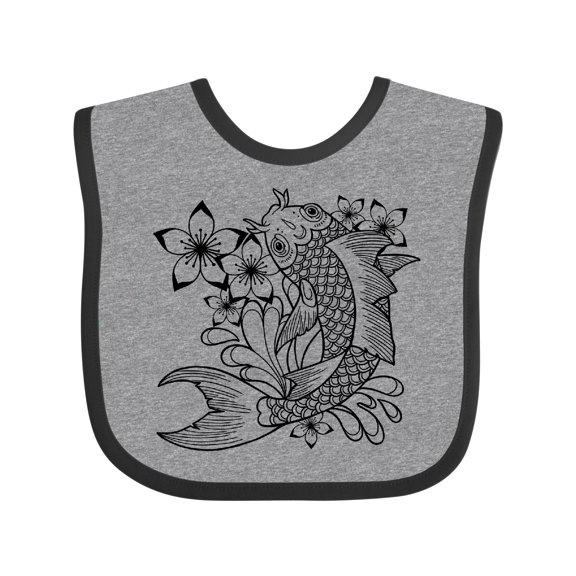 Inktastic Koi Fish Illustration Black Boys or Girls Baby Bib