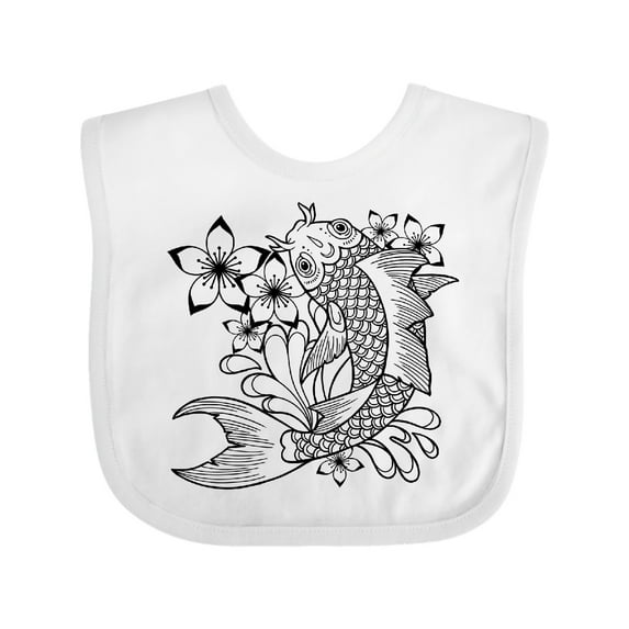 Inktastic Koi Fish Illustration Black Boys or Girls Baby Bib