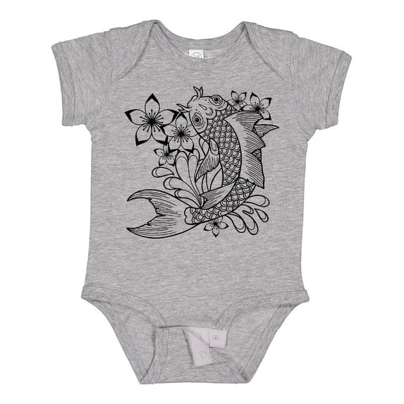 Inktastic Koi Fish Illustration Black Boys or Girls Baby Bodysuit