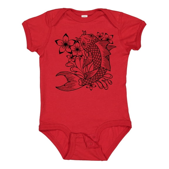 Inktastic Koi Fish Illustration Black Boys or Girls Baby Bodysuit