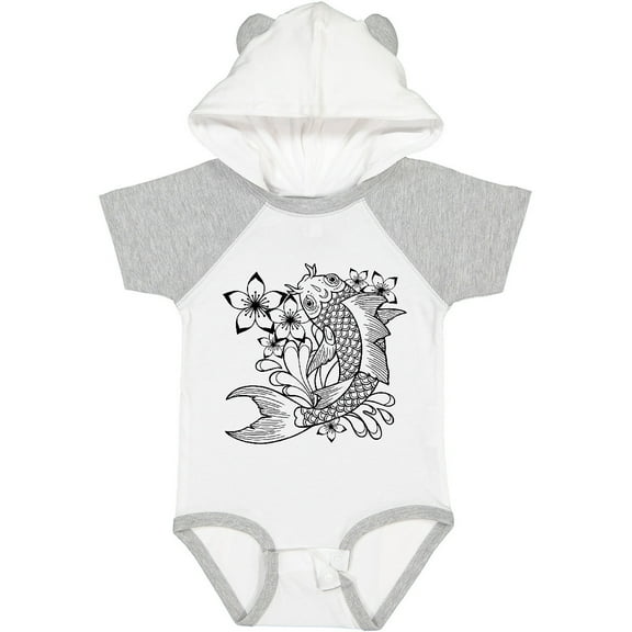 Inktastic Koi Fish Illustration Black Boys or Girls Baby Bodysuit