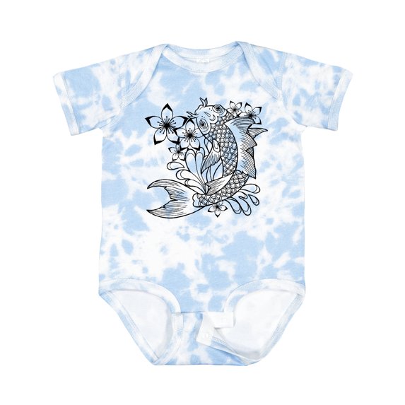 Inktastic Koi Fish Illustration Black Boys or Girls Baby Bodysuit