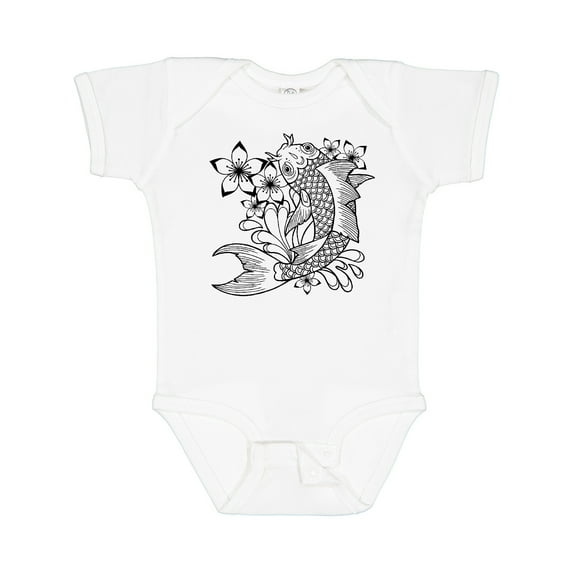 Inktastic Koi Fish Illustration Black Boys or Girls Baby Bodysuit
