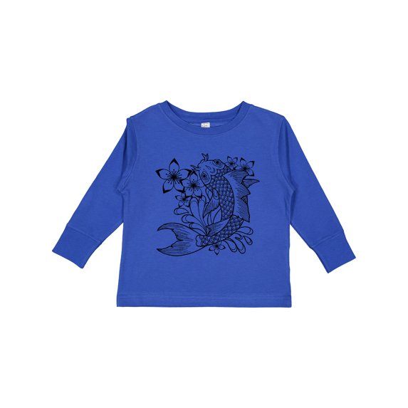 Inktastic Koi Fish Illustration Black Boys or Girls Long Sleeve Toddler T-Shirt