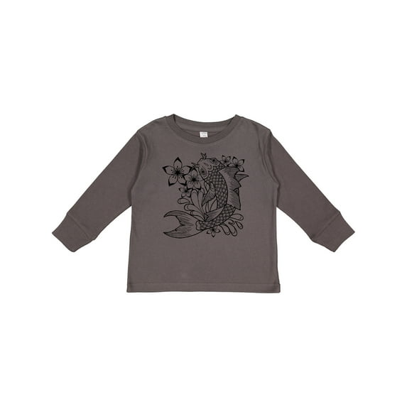 Inktastic Koi Fish Illustration Black Boys or Girls Long Sleeve Toddler T-Shirt