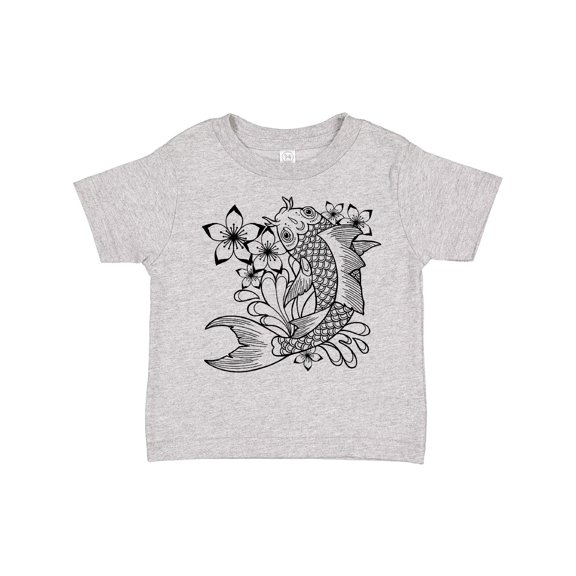 Inktastic Koi Fish Illustration Black Boys or Girls Toddler T-Shirt