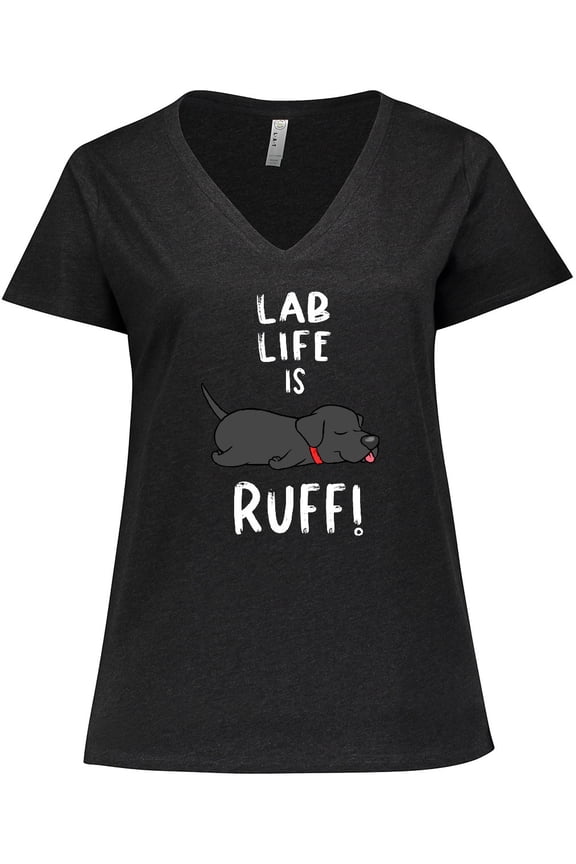 Lab Life is Ruff Labrador Retriever Women's Plus Size V-Neck T-Shirt
