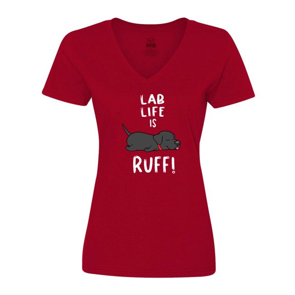Inktastic Lab Life is Ruff Labrador Retriever Women's V-Neck T-Shirt
