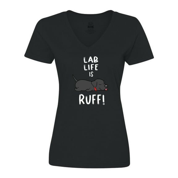 Inktastic Lab Life is Ruff Labrador Retriever Women's V-Neck T-Shirt