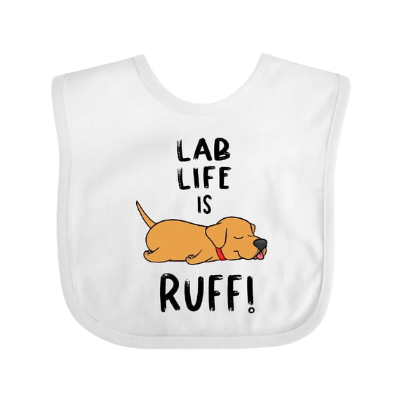 Inktastic Lab Life is Ruff Yellow Lab Boys or Girls Baby Bib
