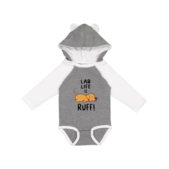 Inktastic Lab Life is Ruff Yellow Lab Boys or Girls Long Sleeve Baby Bodysuit