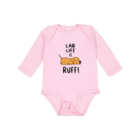 Inktastic Lab Life is Ruff Yellow Lab Boys or Girls Long Sleeve Baby Bodysuit