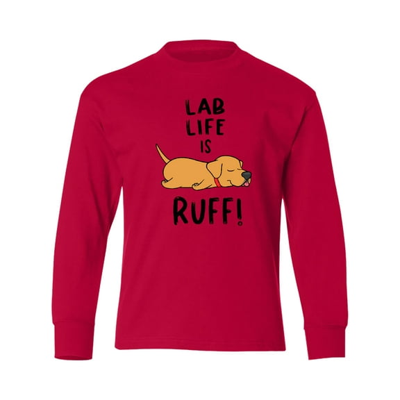 Inktastic Lab Life is Ruff Yellow Lab Long Sleeve Youth T-Shirt