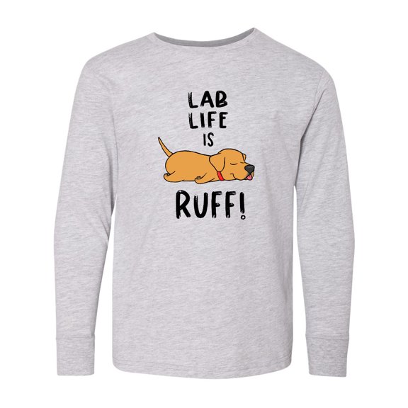 Inktastic Lab Life is Ruff Yellow Lab Long Sleeve Youth T-Shirt